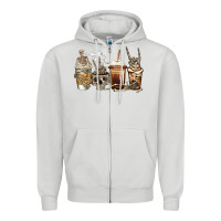 Dove Grey skeleton coffee Zipper Hoodie - Jasminsmagicworld