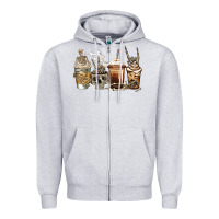 Heather Grey skeleton coffee Zipper Hoodie - Jasminsmagicworld