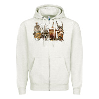 Oatmeal Heather skeleton coffee Zipper Hoodie - Jasminsmagicworld