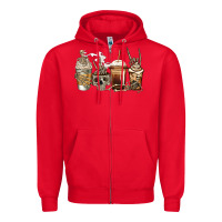 Red skeleton coffee Zipper Hoodie - Jasminsmagicworld