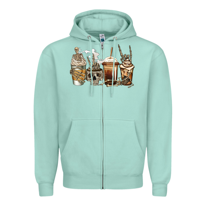 Skeleton Coffee Zipper Hoodie by Jasminsmagicworld | Teevron