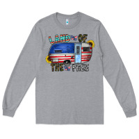 Heather Grey land of the free Long Sleeve Tee - CowhideDigitalArt