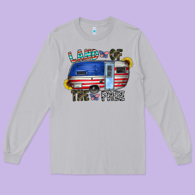 Land Of The Free Long Sleeve Tee Designed By Cowhidedigitalart
