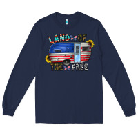 Navy land of the free Long Sleeve Tee - CowhideDigitalArt