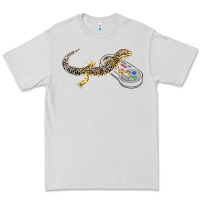 Dove Grey leopard gecko playing video game lizard & reptiles gamers t shirt Premium Tee - linhVisuals