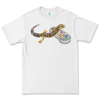 White leopard gecko playing video game lizard & reptiles gamers t shirt Premium Tee - linhVisuals