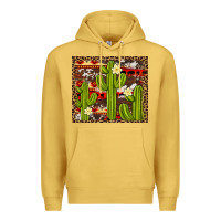 Antique Gold aztec cowhide cactus background Premium Hoodie - Artiststas