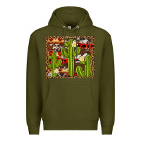 Aztec Cowhide Cactus Background Premium Hoodie | Teevron