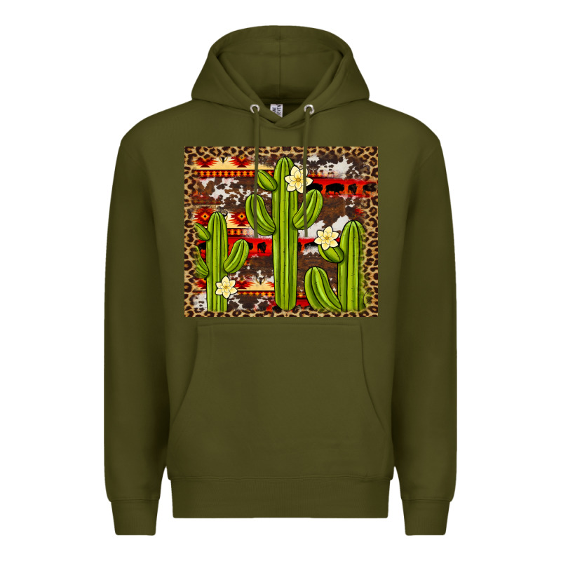 Aztec Cowhide Cactus Background Premium Hoodie by Artiststas | Teevron