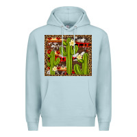 Blue Mist aztec cowhide cactus background Premium Hoodie - Artiststas