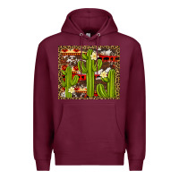 Burgundy aztec cowhide cactus background Premium Hoodie - Artiststas