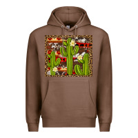 Chestnut aztec cowhide cactus background Premium Hoodie - Artiststas