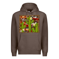 Coffee aztec cowhide cactus background Premium Hoodie - Artiststas