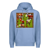 Colony Blue aztec cowhide cactus background Premium Hoodie - Artiststas
