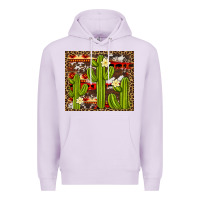 Lilac aztec cowhide cactus background Premium Hoodie - Artiststas