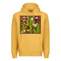 Mustard aztec cowhide cactus background Premium Hoodie - Artiststas