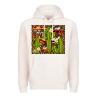 Pale Pink aztec cowhide cactus background Premium Hoodie - Artiststas