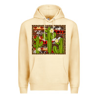 Pina Colada aztec cowhide cactus background Premium Hoodie - Artiststas