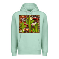 Seafoam aztec cowhide cactus background Premium Hoodie - Artiststas