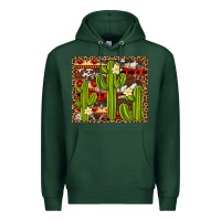 Sports Green aztec cowhide cactus background Premium Hoodie - Artiststas
