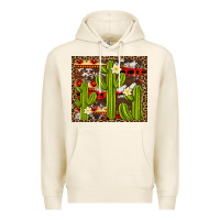 Tofu aztec cowhide cactus background Premium Hoodie - Artiststas