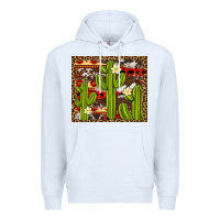 White aztec cowhide cactus background Premium Hoodie - Artiststas
