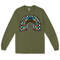 Army Green Racing Rainbow Long Sleeve Tee - CowhideDigitalArt