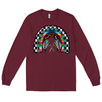 Burgundy Racing Rainbow Long Sleeve Tee - CowhideDigitalArt