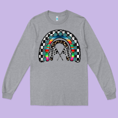 Racing Rainbow Long Sleeve Tee Designed By Cowhidedigitalart