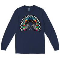 Navy Racing Rainbow Long Sleeve Tee - CowhideDigitalArt
