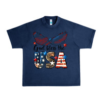 Navy Western God Bless The USA 4th of July Urban Heavy Tee - LillyAllenDesigns