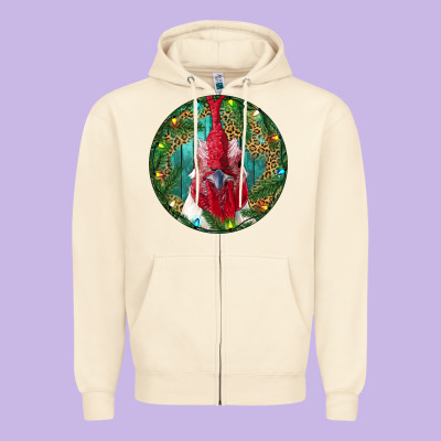 Roaster Head Christmas Zipper Hoodie Designed By Ranaportraitstore