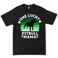 Black funny st patrick's day one lucky pitbull mama pitbulldog t shirt Premium Tee - linhVisuals