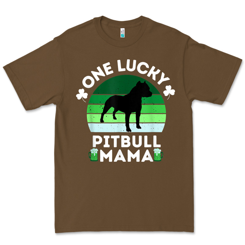 Funny St Patrick's Day One Lucky Pitbull Mama Pitbulldog T Shirt Premium Tee by linhVisuals | Teevron