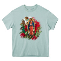 Arona Our Lady Of Guadalupe Mexican Flag Cactus Roses Heavy Core Tee - FaDigitalArtStudio