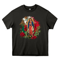Asphalt Our Lady Of Guadalupe Mexican Flag Cactus Roses Heavy Core Tee - FaDigitalArtStudio