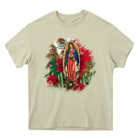 Mossy Our Lady Of Guadalupe Mexican Flag Cactus Roses Heavy Core Tee - FaDigitalArtStudio