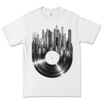 White vinyl record cityscape Premium Tee - linhVisuals