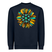 Navy turquoise leopard sunflower Heavyweight Sweatshirt - Jasminsmagicworld