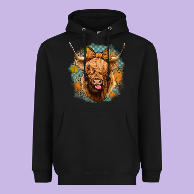 Fall Highland Cow Heavyweight Hoodie Designed By Jasminsmagicworld