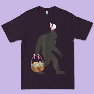 Funny Bigfoot Easter Design With Easter Basket And Bigfoot T Shirt Premium Tee Designed By Linhvisuals