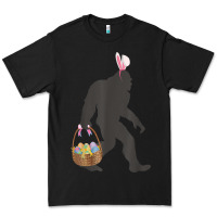 Black funny bigfoot easter design with easter basket and bigfoot t shirt Premium Tee - linhVisuals