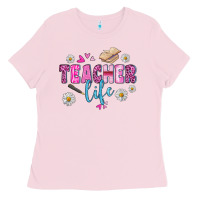 Bubblegum Pink teacher life Ladies Tee - BundleAndBundleShop