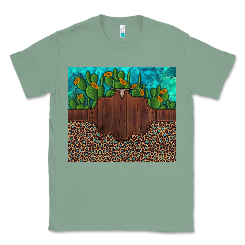 Custom Cactus And Sunflowers Leopard Turquoise Classic Tee by Artiststas | Teevron