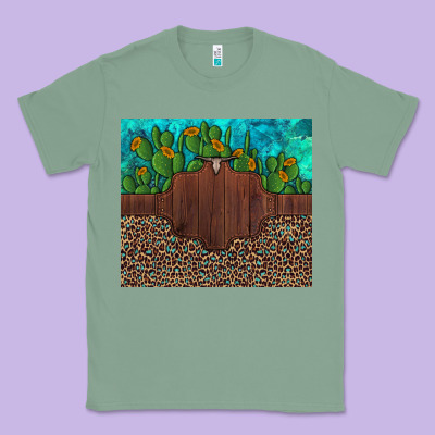 Custom Cactus And Sunflowers Leopard Turquoise Classic Tee Designed By Artiststas