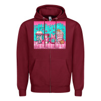 Burgundy pink christmas coffee Zipper Hoodie - Jasminsmagicworld