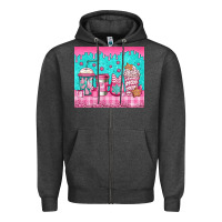 Charcoal Heather pink christmas coffee Zipper Hoodie - Jasminsmagicworld