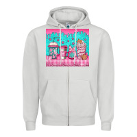 Dove Grey pink christmas coffee Zipper Hoodie - Jasminsmagicworld