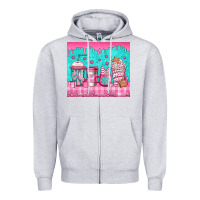 Heather Grey pink christmas coffee Zipper Hoodie - Jasminsmagicworld