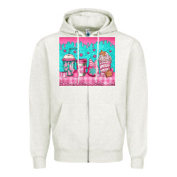 Oatmeal Heather pink christmas coffee Zipper Hoodie - Jasminsmagicworld